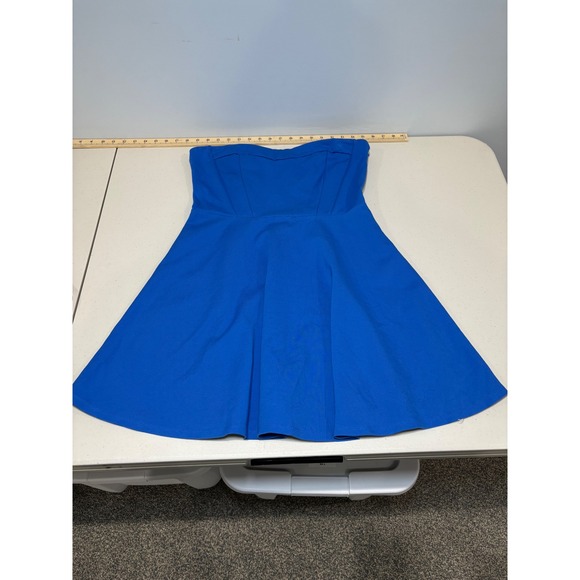 Hollister Royal Blue Strapless Skater Skirt Dress Large Corset Top Stretch - Picture 8 of 16